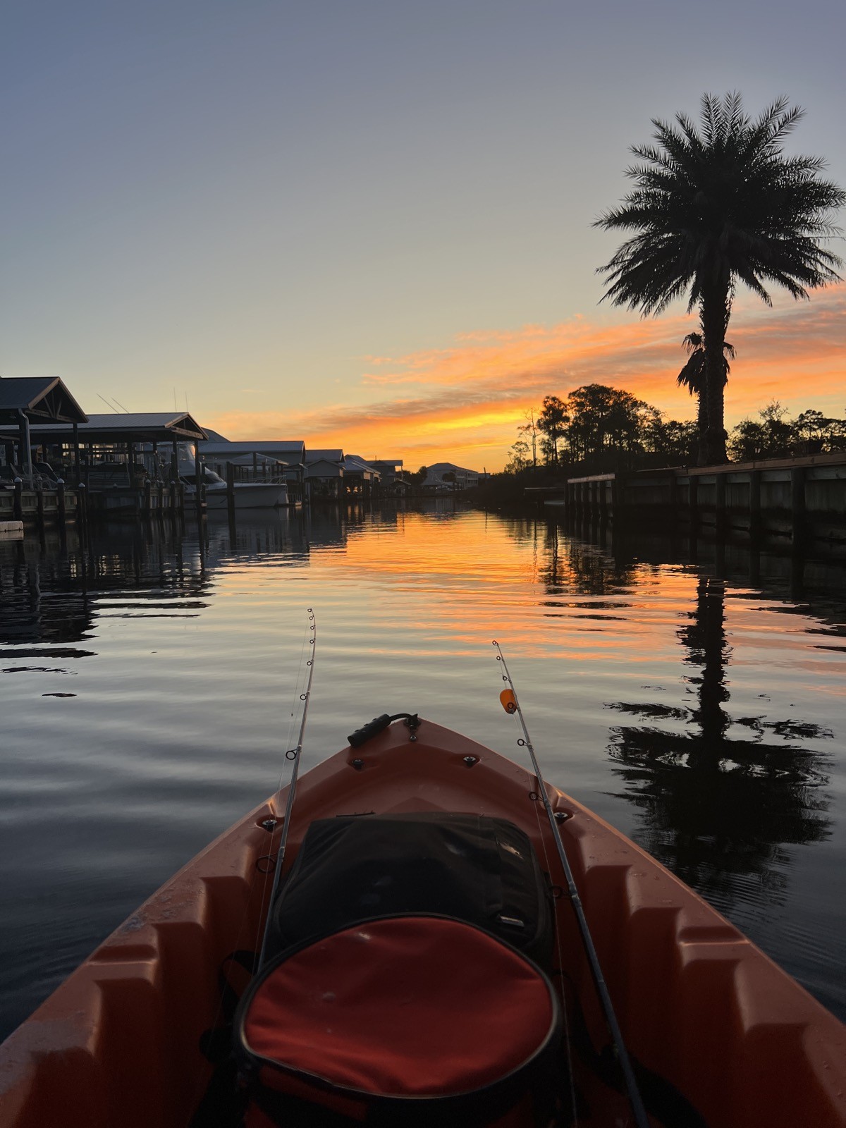 Canal access at sunset