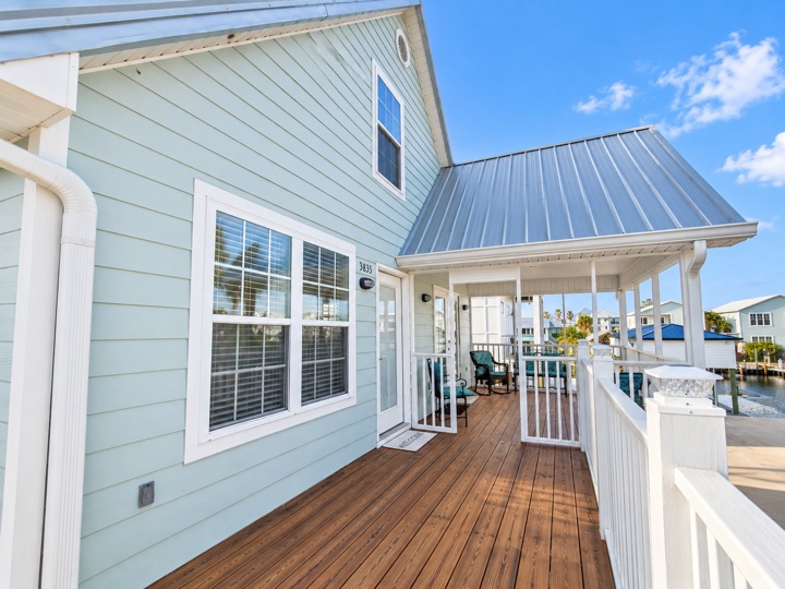 Exterior entry and deck at 3835 Hideaway Street